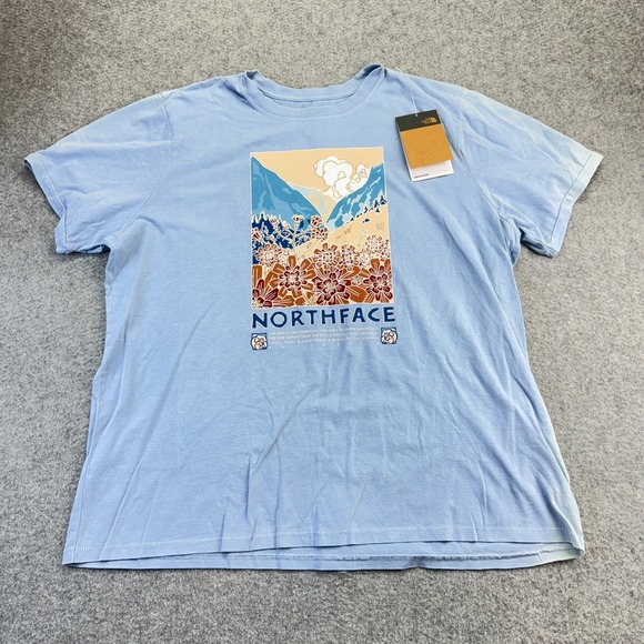 The North Face‎ Berkeley Tee XXL Blue Graphic T-Shirt Women's NWT Outdoor hiking - Picture 1 of 11